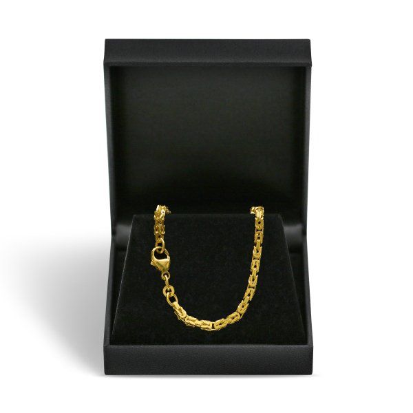 Armband als Königskette in Gelbgold 585 / 14K, 18,7 cm lang, 3 mm breit, Gewicht ca. 11 g.