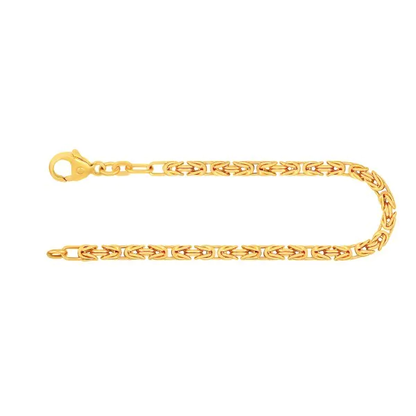Armband als Königskette in Gelbgold 585 / 14K, 21 cm lang, 3 mm breit, Gewicht ca. 12.5 g.