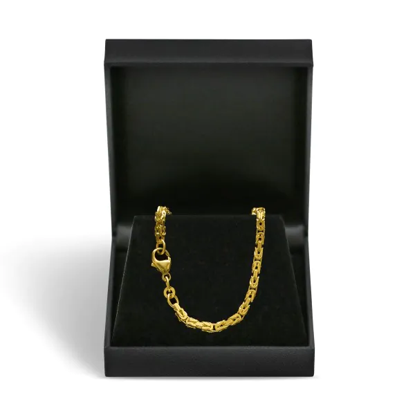 Armband als Königskette in Gelbgold 585 / 14K, 21 cm lang, 3 mm breit, Gewicht ca. 12.5 g.