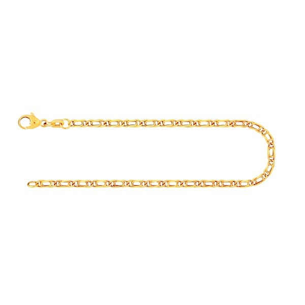 Armband als Tigeraugenkette hohl in Gelbgold 585 / 14K, 19 cm lang, 2,5 mm breit, Gewicht ca. 1.7 g.