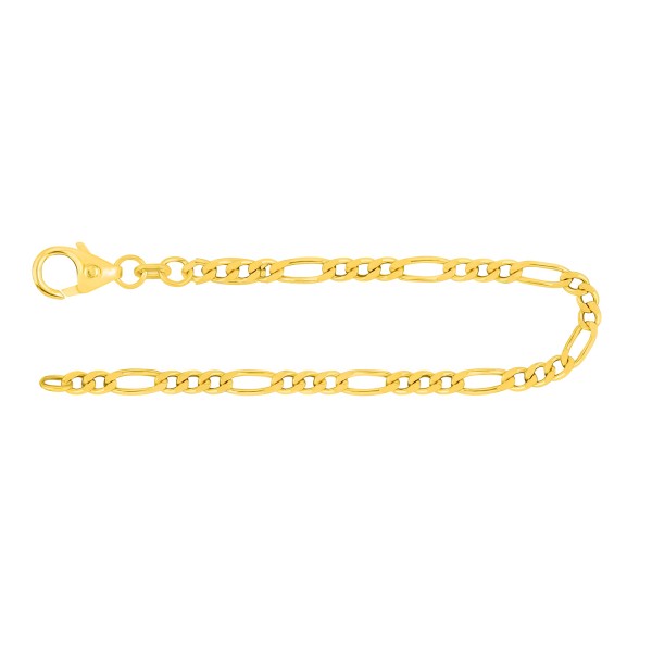 Armband als Figarokette diamantiert Gliederung 3+1 in Gelbgold 585 / 14K, 19 cm lang, 2,8 mm breit, Gewicht ca. 4.2 g.