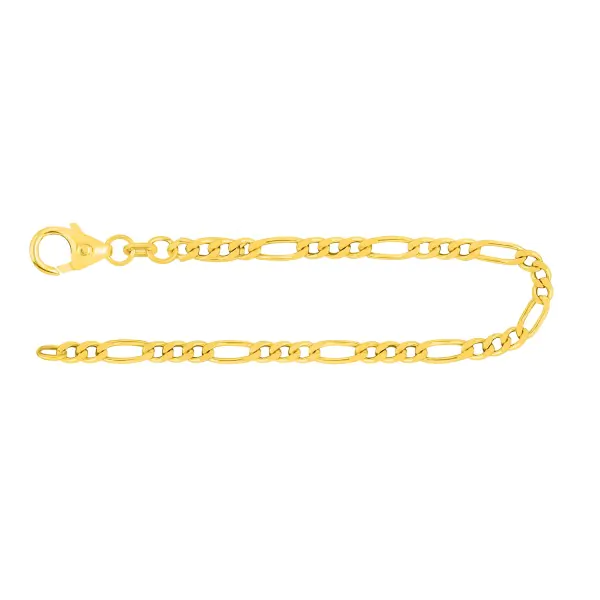 Armband als Figarokette diamantiert Gliederung 3+1 in Gelbgold 585 / 14K, 19 cm lang, 2,8 mm breit, Gewicht ca. 4.2 g.