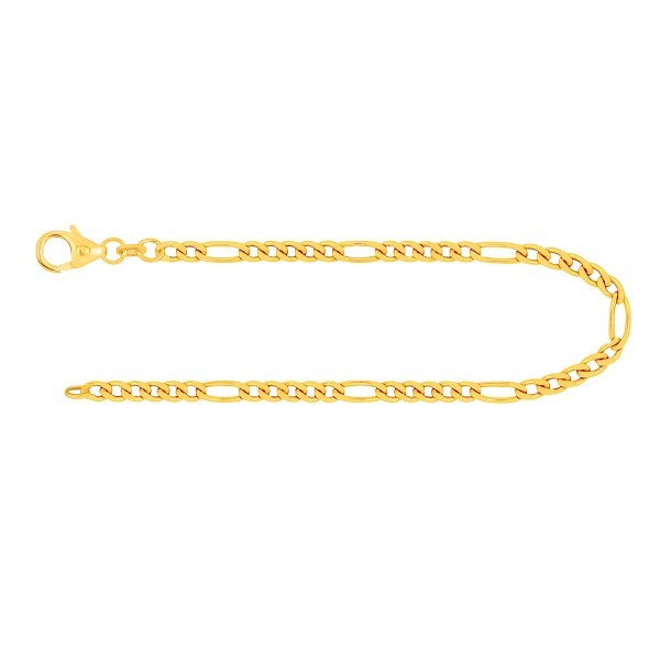 Armband als Figarokette diamantiert in Gelbgold 333 / 8K, 21 cm lang, 2,8 mm breit, Gewicht ca. 3.1 g.