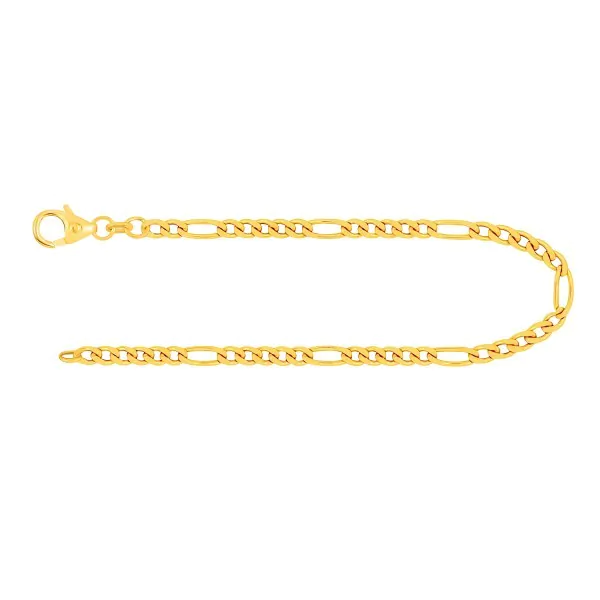 Armband als Figarokette diamantiert in Gelbgold 333 / 8K, 21 cm lang, 2,8 mm breit, Gewicht ca. 3.1 g.