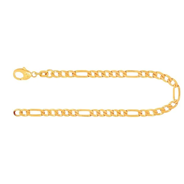 Armband als Figarokette diamantiert in Gelbgold 333 / 8K, 18 cm lang, 3,4 mm breit, Gewicht ca. 4.1 g.