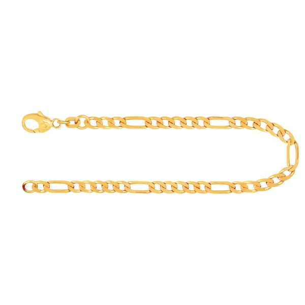 Armband als Figarokette diamantiert in Gelbgold 333 / 8K, 22 cm lang, 3,4 mm breit, Gewicht ca. 5.0 g.