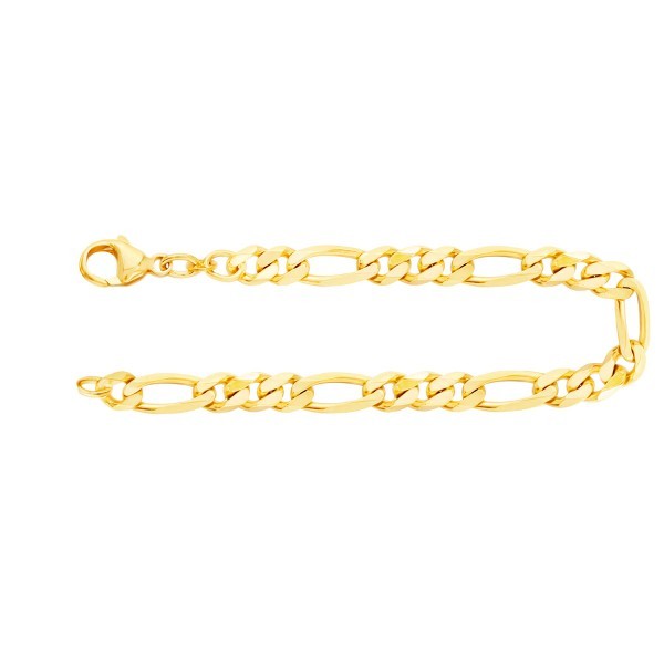 Armband als Figarokette diamantiert in Gelbgold 585 / 14K, 21 cm lang, 5,3 mm breit, Gewicht ca. 13.9 g.