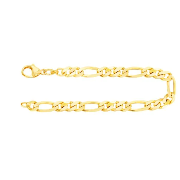 Armband als Figarokette diamantiert in Gelbgold 585 / 14K, 21 cm lang, 5,3 mm breit, Gewicht ca. 13.9 g.