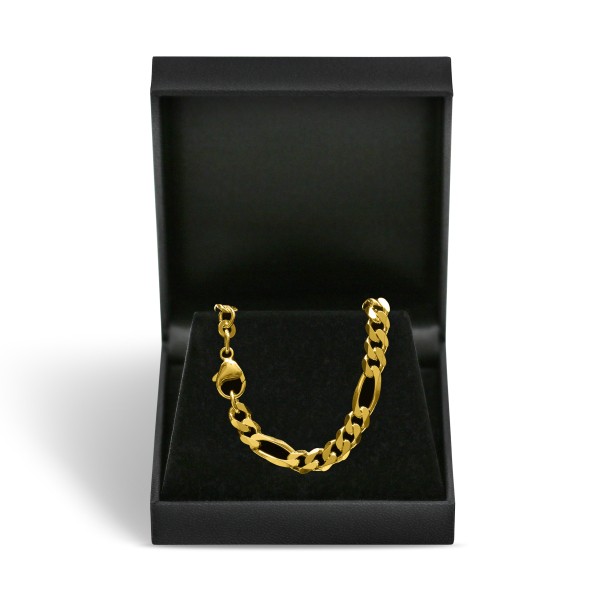 Armband als Figarokette diamantiert in Gelbgold 750 / 18K, 21 cm lang, 5,3 mm breit, Gewicht ca. 11.7 g.