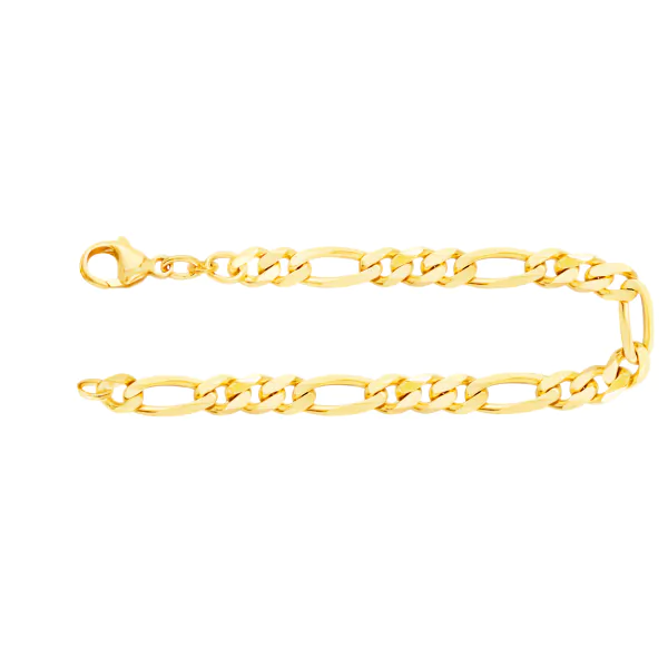 Armband als Figarokette diamantiert in Gelbgold 333 / 8 Karat, 22 cm lang, 5.3 mm breit, Gewicht ca. 12.3 g.