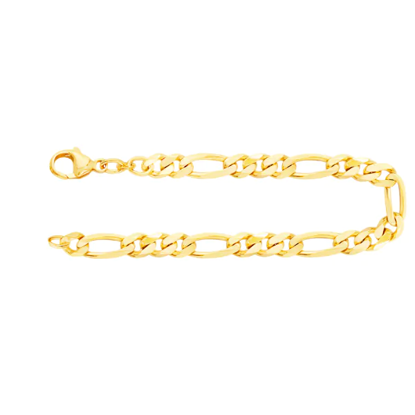 Armband als Figarokette diamantiert in Gelbgold 333 / 8 Karat, 22 cm lang, 5.3 mm breit, Gewicht ca. 12.3 g.
