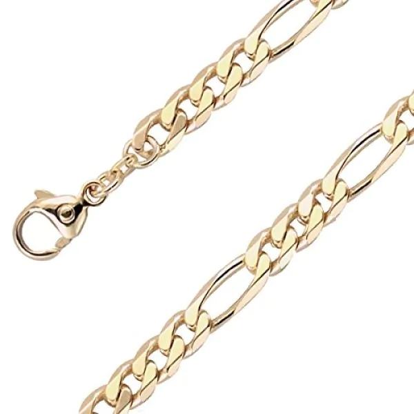 Armband als Figarokette diamantiert in Gelbgold 585 / 14K, 21 cm lang, 5,3 mm breit, Gewicht ca. 13.9 g.
