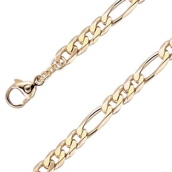 Armband als Figarokette diamantiert in Gelbgold 750 / 18K, 21 cm lang, 5,3 mm breit, Gewicht ca. 11.7 g.