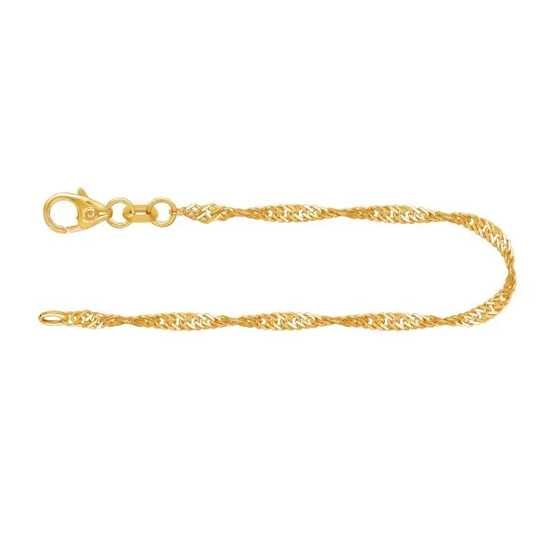 Armband als Singapurkette in Gelbgold 585 / 14 Karat, 22.5 cm lang, 2.2 mm breit, Gewicht ca. 2.1 g.
