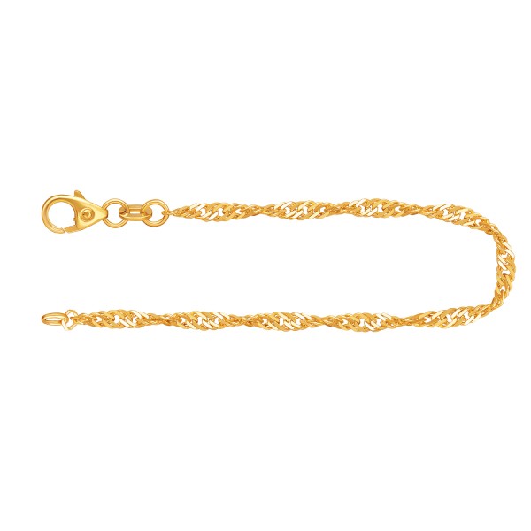 Armband als Singapurkette in Gelbgold 585 / 14 K, 18,5 cm lang, 2,4mm breit, Gewicht ca. 2.1 g.