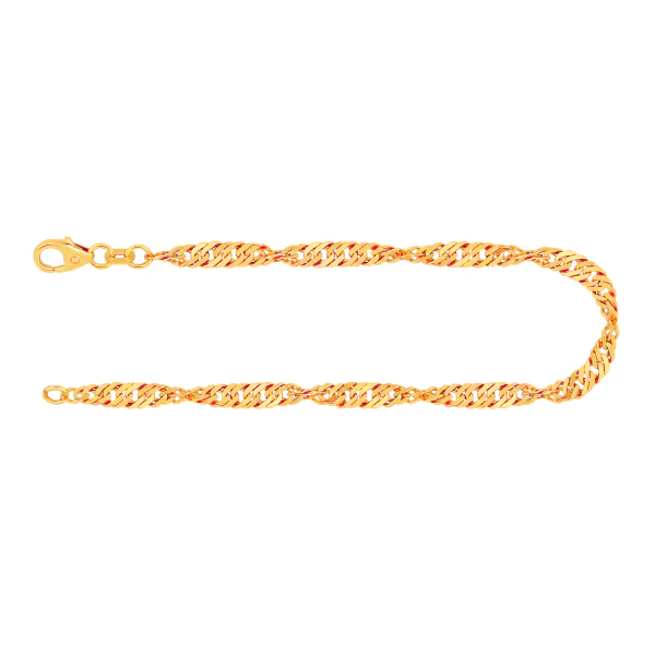 Armband als Singapurkette in Gelbgold 333 / 8 Karat, 17 cm lang, 3.4 mm breit, Gewicht ca. 2,9 g.