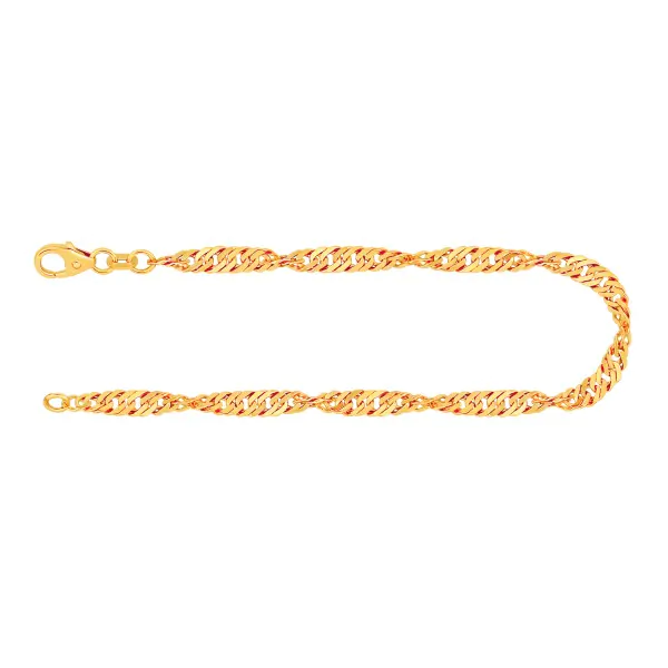 Armband als Singapurkette in Gelbgold 333 / 8K, 21 cm lang, 3,4 mm breit, Gewicht ca. 3.8 g.