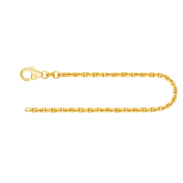 Armband als Ankerkette diamantiert in Gelbgold 750 / 18K, 21 cm lang, 2 mm breit, Gewicht ca. 6.2 g.