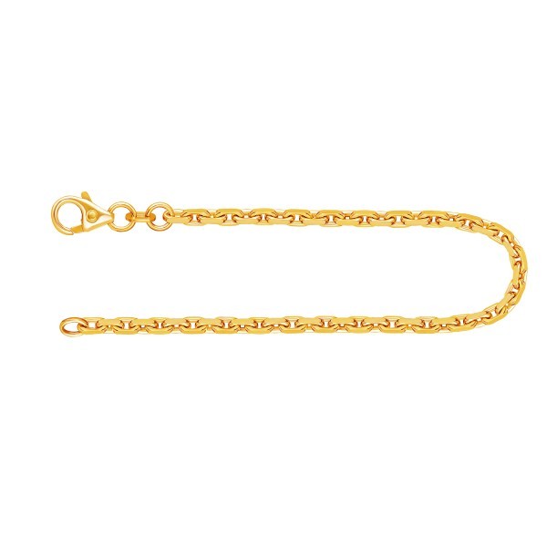 Armband als Ankerkette diamantiert in Gelbgold 750 / 18K, 19 cm lang, 2,5 mm breit, Gewicht ca. 7.9 g.