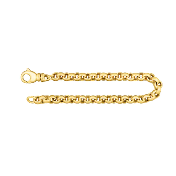 Armband als Erbskette hohl in Gelbgold 585 / 14 Karat, 20 cm lang, 6 mm breit, Gewicht ca. 12,6 g.