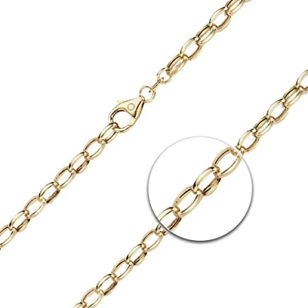 Armband als Erbskette hohl in Gelbgold 585 / 14K, 21 cm lang, 4,5 mm breit, Gewicht ca. 3,3 g.