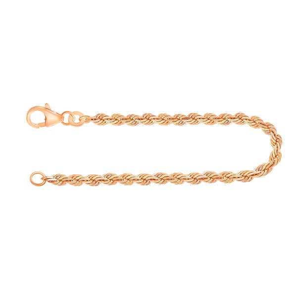 Armband als Kordelkette hohl in Gelbgold 585 / 14K, 19 cm lang, 3.3 mm breit, Gewicht ca. 3.4 g.