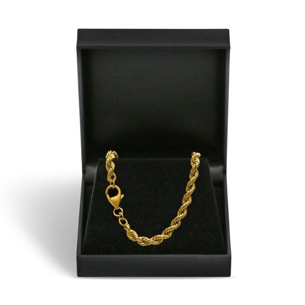 Armband als Kordelkette hohl in Gelbgold 585 / 14K, 19 cm lang, 4,4 mm breit, Gewicht ca. 5.6 g.