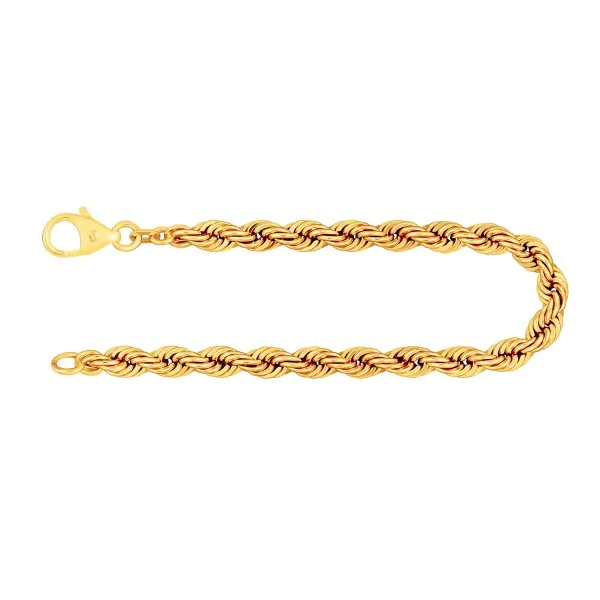 Armband als Kordelkette hohl in Gelbgold 585 / 14K, 19 cm lang, 5 mm breit, Gewicht ca. 6.9 g.