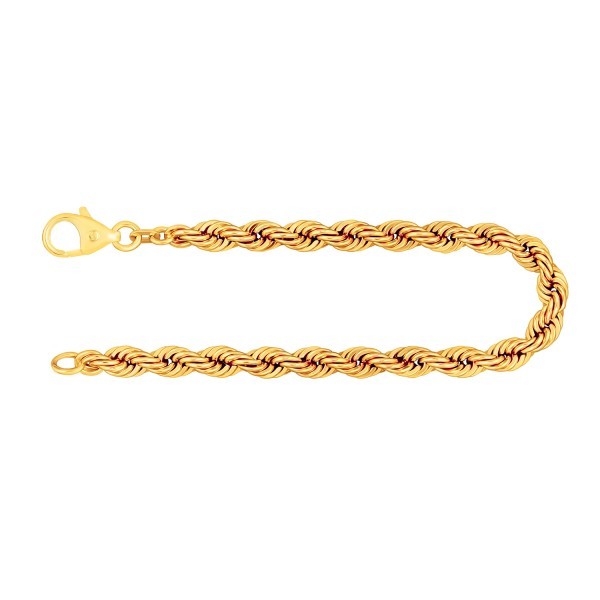Armband als Kordelkette hohl in Gelbgold 585 / 14K, 21 cm lang, 5 mm breit, Gewicht ca. 7.6 g.