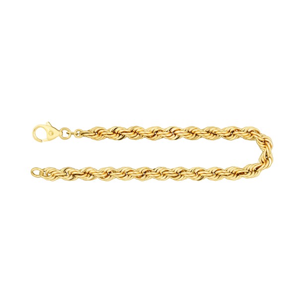 Armband als Kordelkette hohl in Gelbgold 333 / 8K, 21 cm lang, 5,4 mm breit, Gewicht ca. 6.7 g.