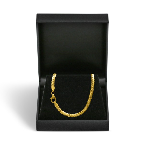 Armband als Panzerkette weit in Gelbgold 333 / 8K, 18,7 cm lang, 3,6 mm breit, Gewicht ca. 5.8 g.