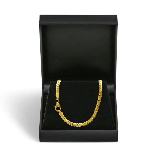 Armband als Panzerkette weit in Gelbgold 333 / 8K, 21 cm lang, 3,6 mm breit, Gewicht ca. 6.5 g.