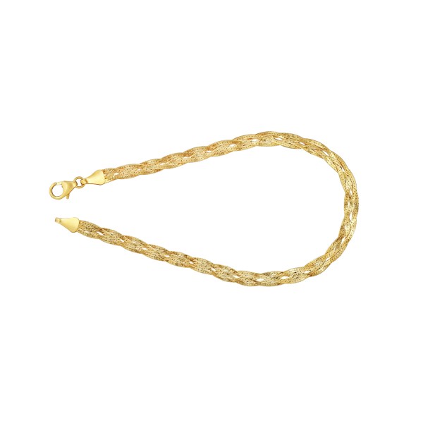 Armband als Herringbone Kette in Gelbgold 375 / 9K, 19 cm lang, 3,8 mm breit, Gewicht ca. 2 g.
