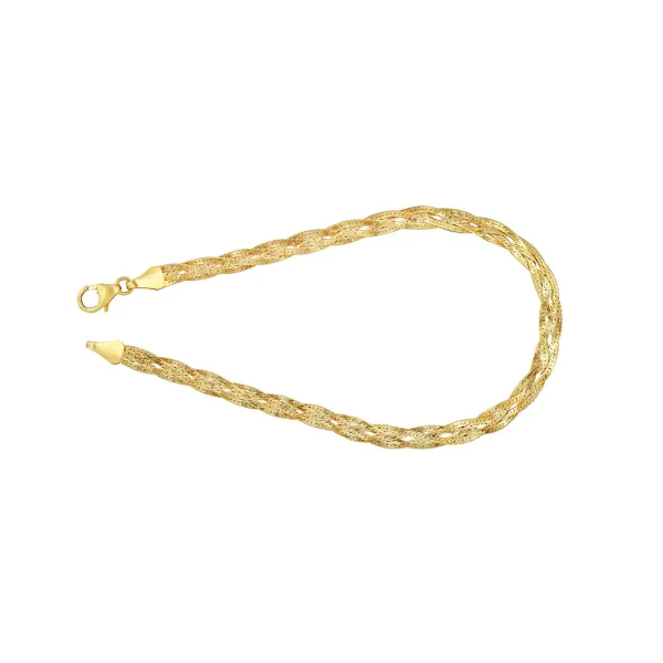 Armband als Herringbone Kette in Gelbgold 375 / 9K, 19 cm lang, 3,8 mm breit, Gewicht ca. 2 g.