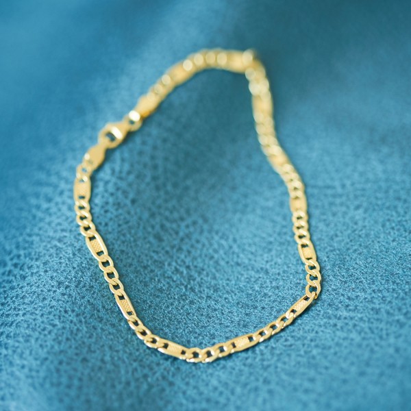 Armband als Fantasiekette in Gelbgold 333 / 8K, 19 cm lang, 3,5 mm breit, Gewicht ca. 1.8 g.