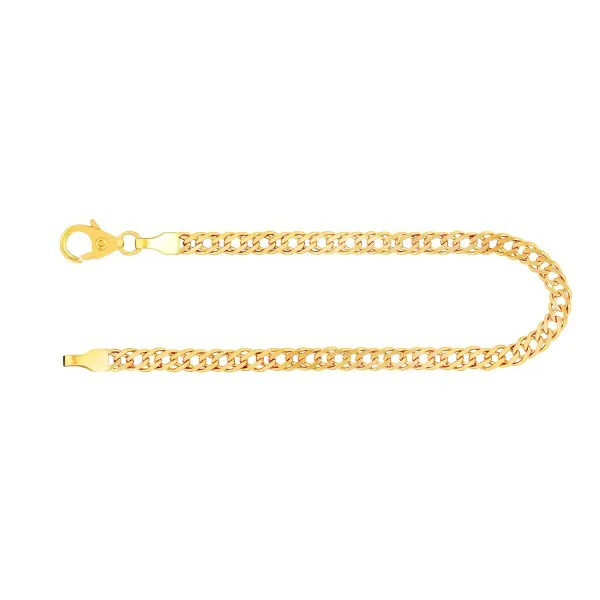 Armband als Zwillingspanzerkette in Gelbgold 585 / 14 K, 23 cm lang, 3,9mm breit, Gewicht ca. 5.3 g.