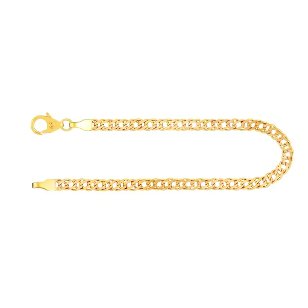 Armband als Zwillingspanzerkette in Gelbgold 333 / 8K, 18,5 cm lang, 3,9 mm breit, Gewicht ca. 3.6 g.
