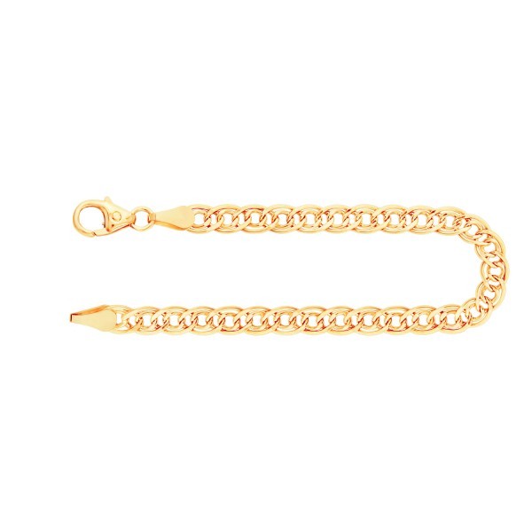 Armband als Zwillingspanzerkette in Gelbgold 375 / 9K, 21 cm lang, 3,9 mm breit, Gewicht ca. 2.2 g.