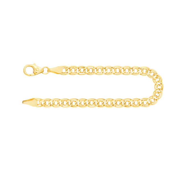 Armband als Zwillingspanzerkette in Gelbgold 333 / 8 Karat, 19 cm lang, 3.5 mm breit, Gewicht ca. 1.8 g.