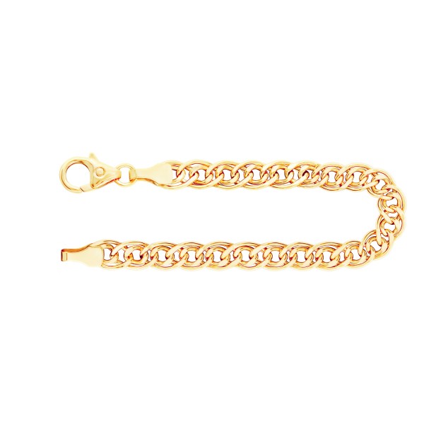 Armband als Zwillingspanzerkette in Gelbgold 375 / 9 Karat, 19 cm lang, 4.8 mm breit, Gewicht ca. 3 g.