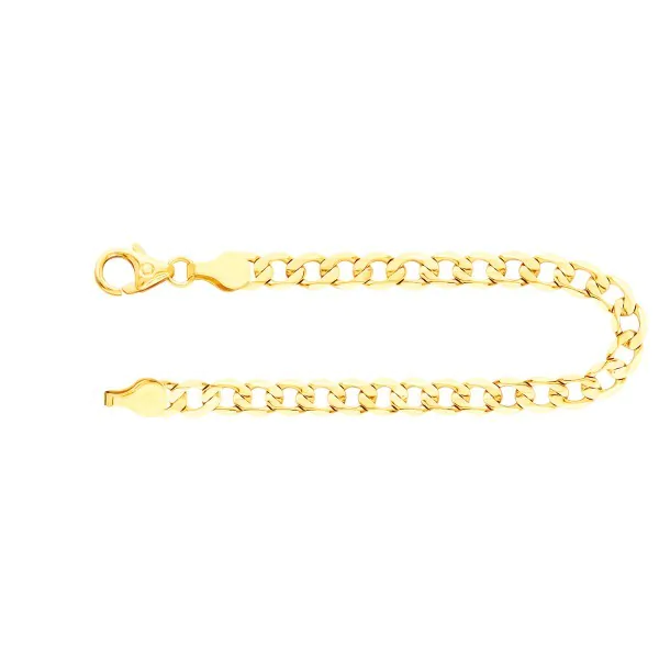 Armband als Panzerkette facettiert in Gelbgold 585 / 14K, 21 cm lang, 5 mm breit, Gewicht ca. 6.8 g.