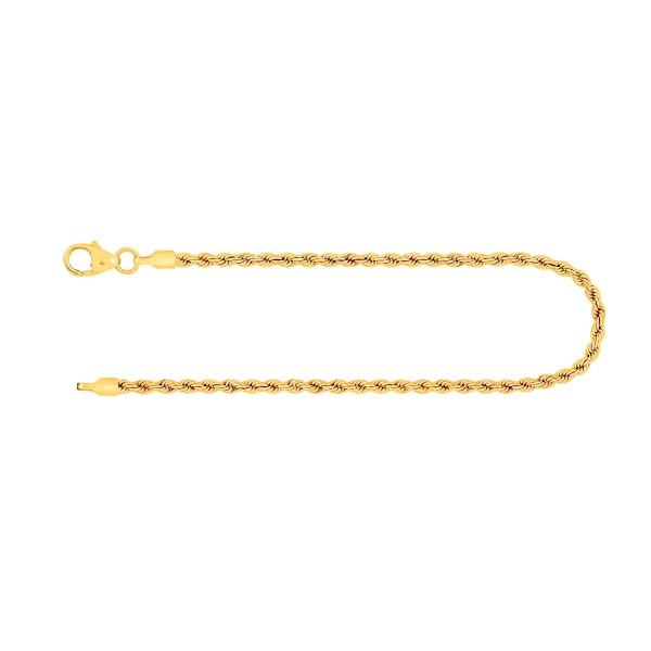 Armband als Kordelkette hohl Leichtversion in Gelbgold 333 / 8K, 21 cm lang, 2,1 mm breit, Gewicht ca. 1.4 g.
