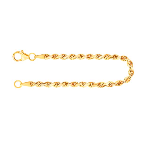 Armband als Kordelkette hohl in Gelbgold 375 / 9K, 19 cm lang, 2,7 mm breit, Gewicht ca. 1.5 g.