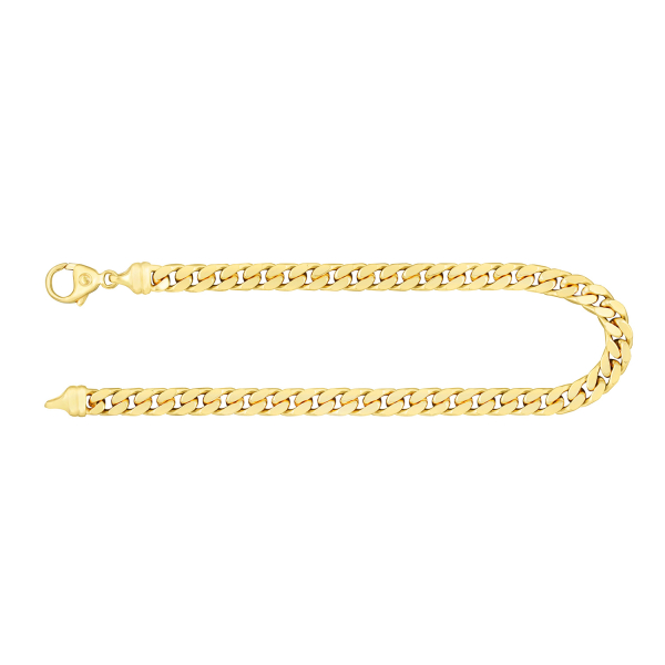 Armband als Panzerkette 4-seitig diamantiert in Gelbgold 585 / 14K, 21 cm lang, 4,2 mm breit, Gewicht ca. 14.1 g.