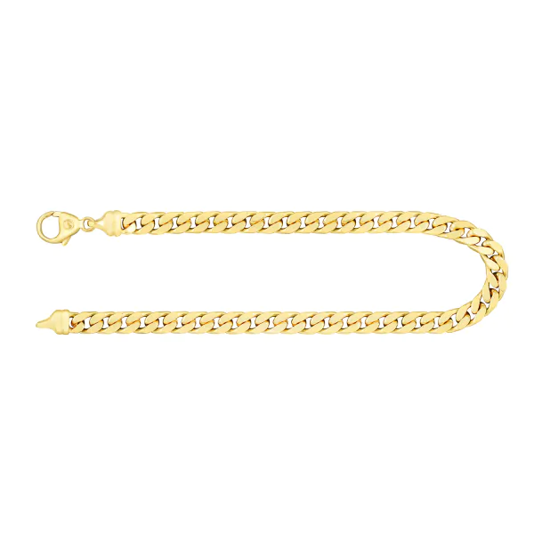 Armband als Panzerkette 4-seitig diamantiert in Gelbgold 585 / 14K, 21 cm lang, 4,2 mm breit, Gewicht ca. 14.1 g.