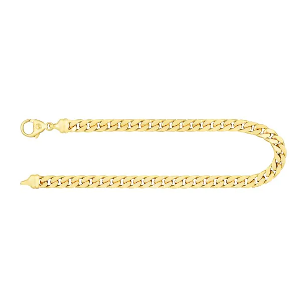 Armband als Panzerkette 4-seitig diamantiert in Gelbgold 585 / 14K, 21 cm lang, 4,8 mm breit, Gewicht ca. 17.9 g.