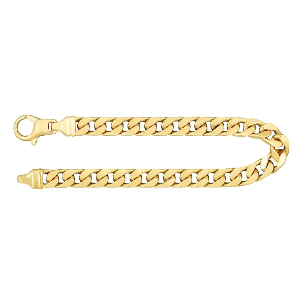 Armband als Panzerkette 4-seitig diamantiert in Gelbgold 585 / 14K, 21 cm lang, 7 mm breit, Gewicht ca. 33.5 g.
