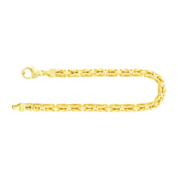 Armband als Königskette in Gelbgold 585 / 14 K, 22 cm lang, 4,3mm breit, Gewicht ca. 25 g.