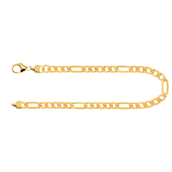 Armband als Figarokette diamantiert in Gelbgold 750 / 18K, 22 cm lang, 3,4 mm breit, Gewicht ca. 7.9 g.