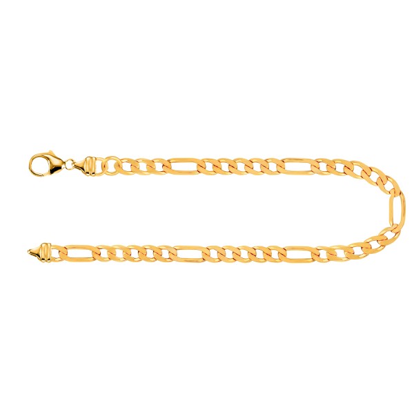 Armband als Figarokette diamantiert in Gelbgold 750 / 18K, 18.5 cm lang, 3,4 mm breit, Gewicht ca. 6.6 g.